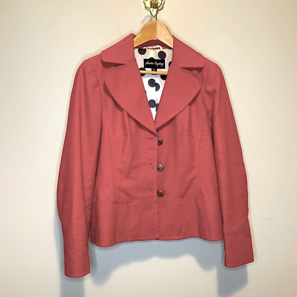 Red Cotton/Linen Jacket/blazer by Sandra Angelozzi Size 40 - Picture 2 of 9